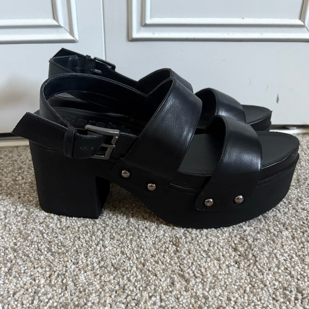 Bershka Black Platform Sandals